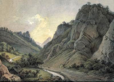 KRAJOBRAZ GóRSKI Z DROGą I DOMKIEM, 1807