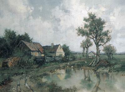 85. PEJZAż WIEJSKI ZE STAWEM