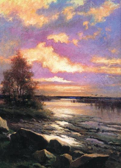 ZACHóD SłOńCA NAD JEZIOREM, 1924