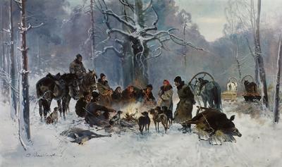 PO POLOWANIU ZIMą, OK. 1930