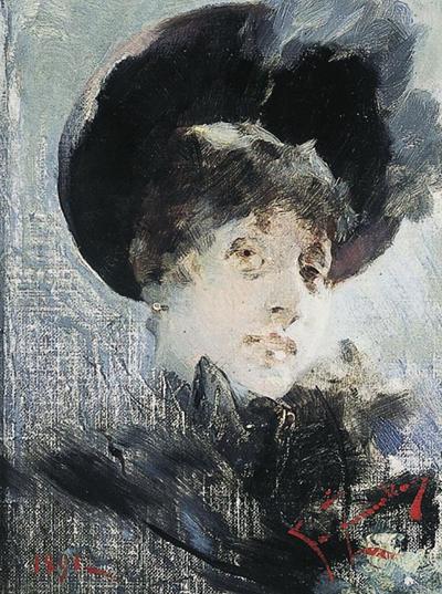 PORTRET DAMY W KAPELUSZU, 1891