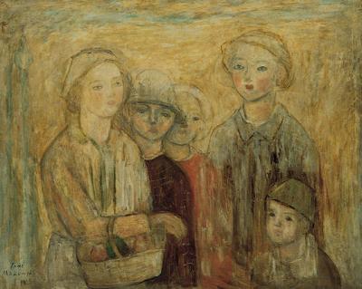 GRUPA DZIECI Z KOSZYKIEM OWOCóW, 1925