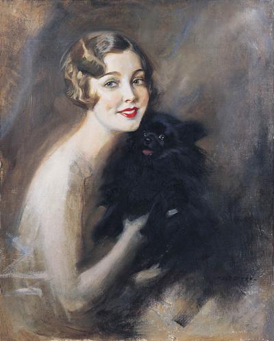 PORTRET PANI Z CZARNYM PIESKIEM, OK. 1930