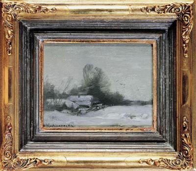 PEJZAż ZIMOWY Z CHATą, OK. 1900
