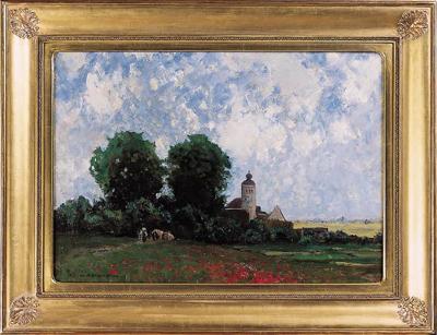 KRAJOBRAZ Z KOśCIOłEM WśRóD DRZEW, OK. 1900