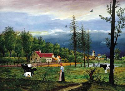PEJZAż Z TRZEMA KROWAMI, 1940