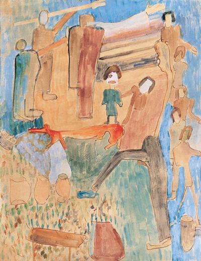 SCENA FIGURALNA Z CZERWONYM JAMNIKIEM,1936