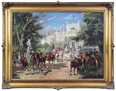 PRZED PAŁACEM – WYJAZD NA POLOWANIE, 1881