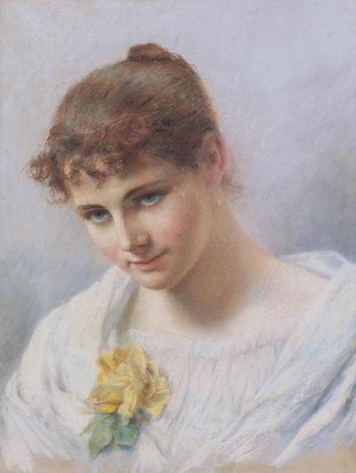 DZIEWCZYNA Z RÓŻĄ, OK. 1890