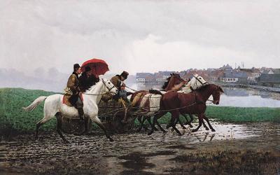 JAZDA W DESZCZU, 1885