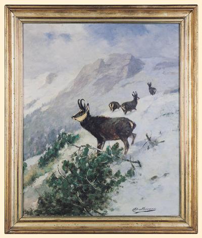 KOZICE NA ŚNIEGU, OK. 1900