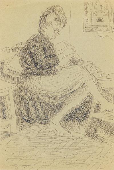 STARSZA KOBIETA Z ROBóTKą, OK. 1946