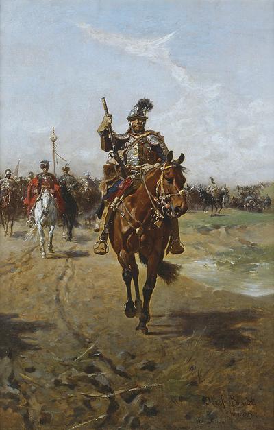 HUSARZ NA CZELE ODDZIAŁÓW WOJSKA,OK.1905