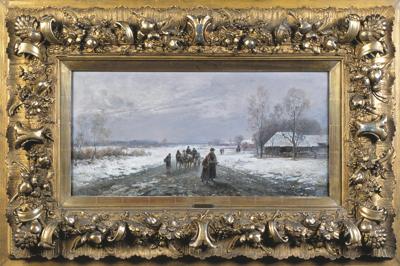 PEJZAŻ ZIMOWY Z DROGĄ, PRZED 1900
