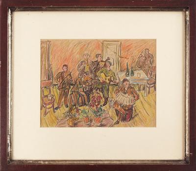MUZYKANCI WE WNęTRZU Z DONICZKAMI, 1940-1945