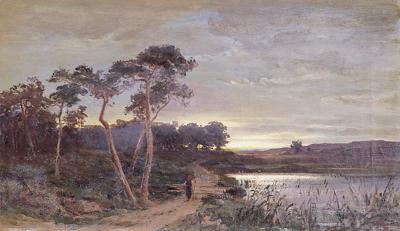 KRAJOBRAZ NADWODNY Z WYSOKIMI SOSNAMI, 1913