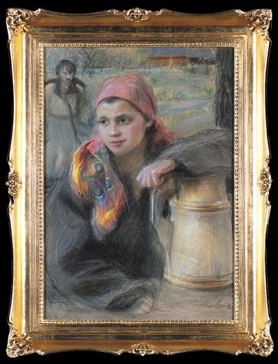 DZIEWCZYNA HUCULSKA Z KONWIĄ, OK. 1910