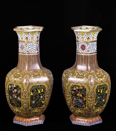 PARA WAZONÓW CLOISONNE, OK. 1900