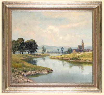 WIDOK NA MIASTECZKO NAD RZEKĄ, PRZED 1939