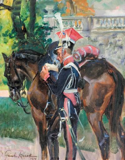 UŁAN PRZY KONIU, 1917