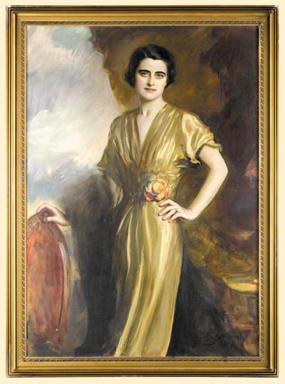 PORTRET DAMY Z KWIATEM PRZY SUKNI, 1938