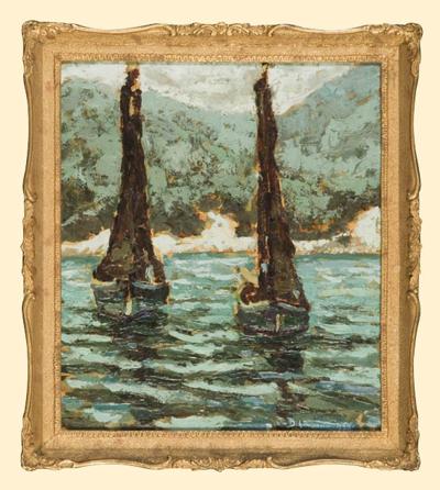 ŁODZIE żAGLOWE NA MORZU, 1930