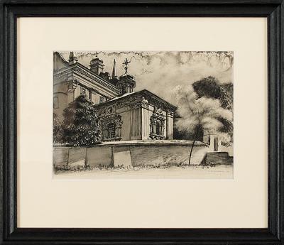 WIDOK NA KAPLICę PRZY BAROKOWYM KOśCIELE, 1953
