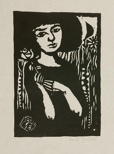 DZIEWCZYNA Z RÓŻĄ, Z CYKLU JUDAICA, 1964