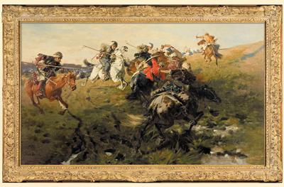 POTYCZKA KOZAKÓW Z TATARAMI (FR.) OK. 1890