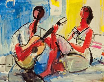 KOBIETA I MĘŻCZYZNA Z GITARĄ, OK. 1960