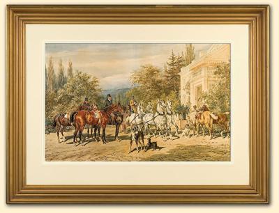 PRZED PAŁACEM W KRZESZOWICACH, 1877