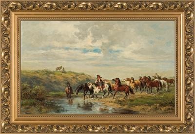 KOZACY PĘDZĄCY KONIE , 1880