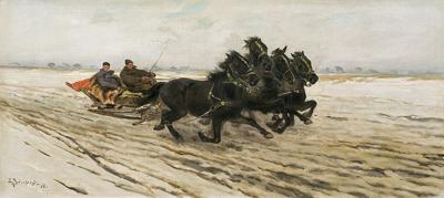 CZWÓRKA W ŚNIEŻNYM PEJZAŻU, 1927