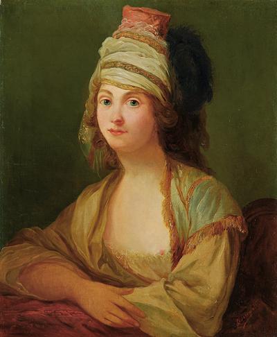 PORTRET DAMY W ZAWOJU NA GŁOWIE