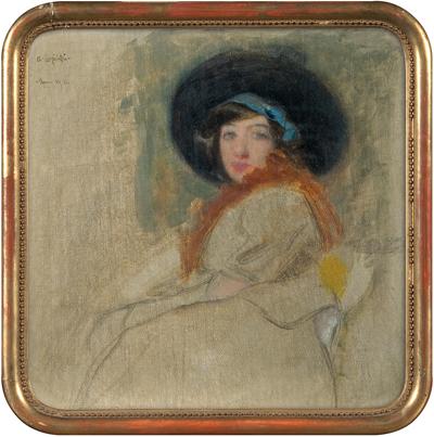 PORTRET PANI W KAPELUSZU, STUDIUM  1910