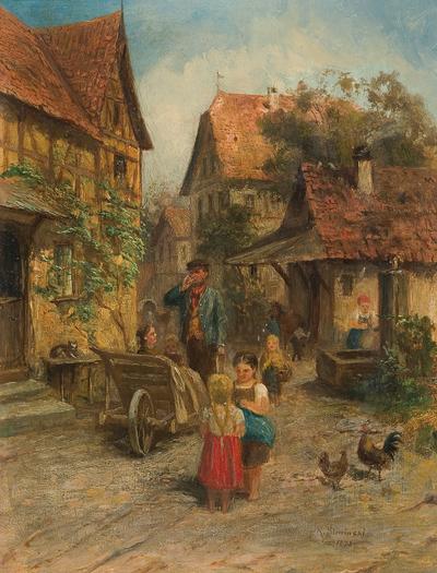 SCENA ULICZNA Z MAŁEGO MIASTECZKA, 1873