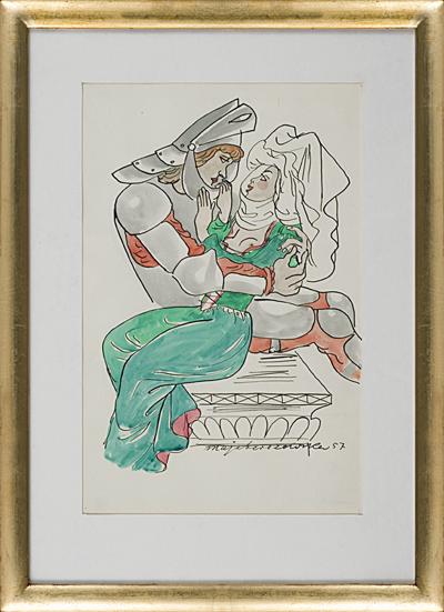 ŚREDNIOWIECZNA SCENA MIłOSNA, 1957