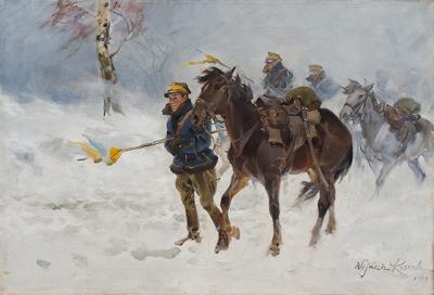 POCHÓD UŁANÓW W ZADYMCE ŚNIEŻNEJ, 1924