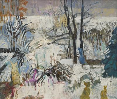 PEJZAŻ ZIMOWY Z CHOCHOŁAMI, 1988
