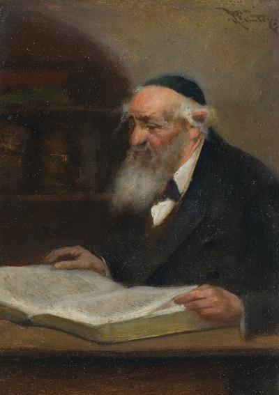PORTRET ŻYDA POCHYLONEGO NAD KSIĘGĄ, OK. 1900