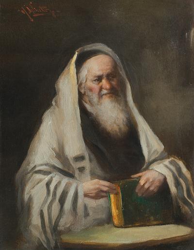 ŻYD W TAŁESIE, Z KSIĘGĄ W DŁONIACH, OK. 1900