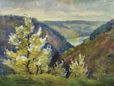 KRAJOBRAZ BESKIDZKI Z DOLINĄ RZEKI, 1920