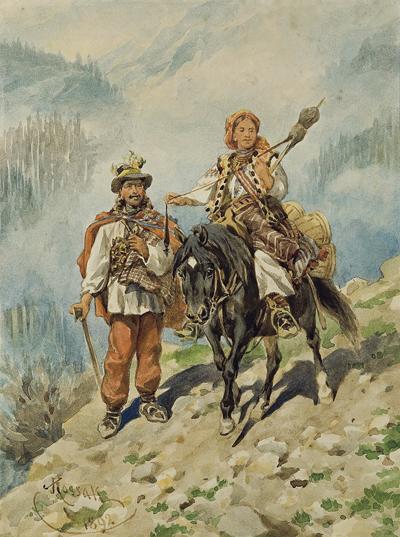 HUCULI NA GÓRSKIEJ DRODZE, 1892