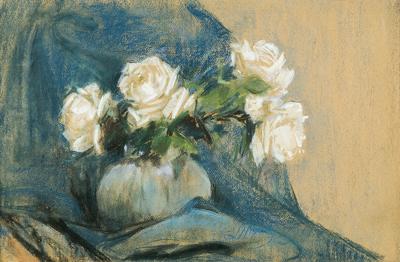 BIAŁE RÓŻE I BŁĘKITNA DRAPERIA, PRZED 1910