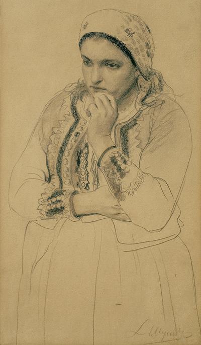 DZIEWCZYNA W CHUSTCE..., OK. 1900