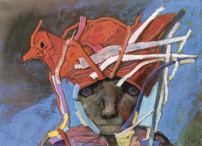 PORTRET W CZERWONYM ZAWOJU, 1990