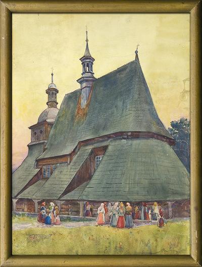 PRZED STARYM KOŚCIOŁEM W SĘKOWEJ, 1910
