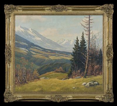 PEJZAŻ ALPEJSKI. WIDOK Z DOLINY INNU