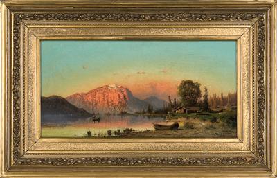 ZACHÓD SŁOŃCA NAD JEZIOREM ALPEJSKIM, 1887