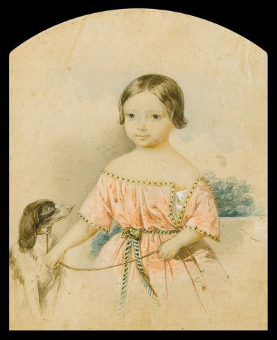 PORTRET DZIEWCZYNKI Z PSEM, OK. 1840